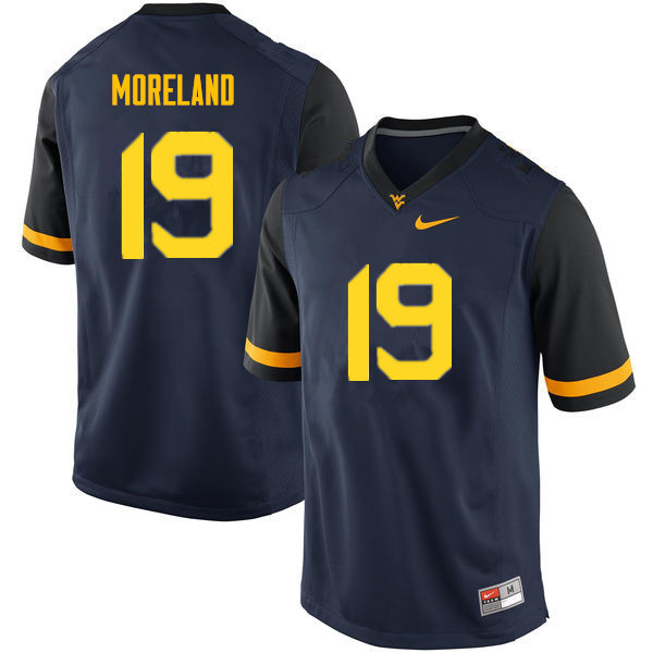 NCAA Men's Barry Moreland West Virginia Mountaineers Navy #19 Nike Stitched Football College Authentic Jersey ST23J14QU